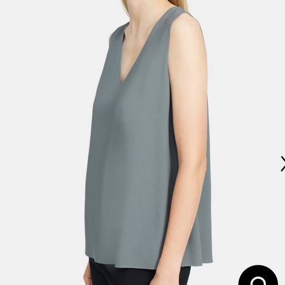 THEORY a-line v-neck black sleeveless blouse in Rosalina crepe size XS - Picture 7 of 13